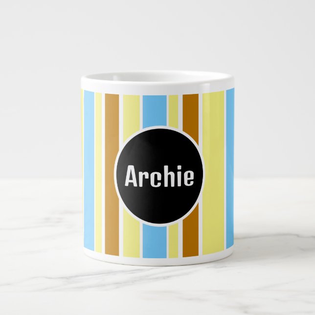 striped personalized monogram mug  (Front)