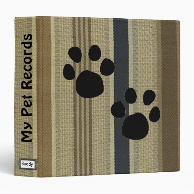 Striped pet records binder (Front/Spine)