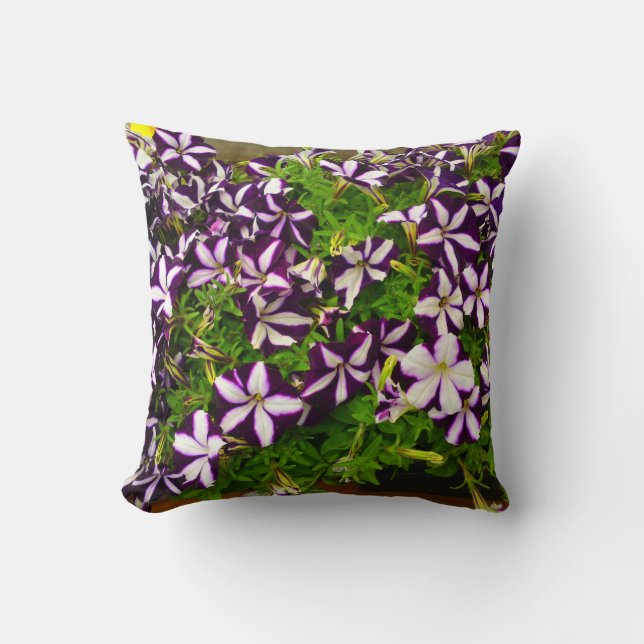 Striped Petunias Throw Pillow (Front)