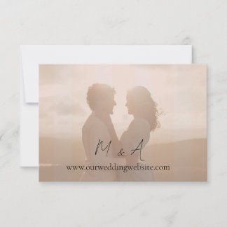 Striped photo RSVP card with romantic elegant atmo