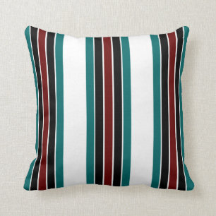 Striped Pillow-Home Decor-White/Maroon/Black/Teal Throw Pillow