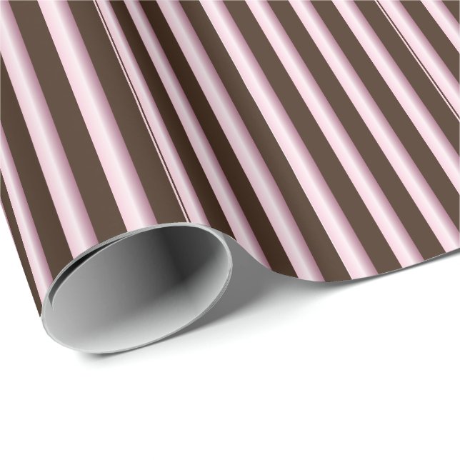 Striped Pink and Brown Line Pattern Wrapping Paper (Roll Corner)