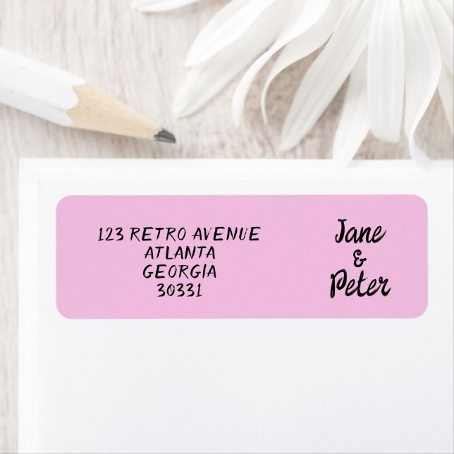 Striped Pink and Red Wedding Return Address Labels (Insitu)
