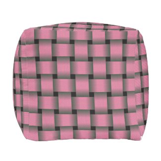 Striped Pink Basket Weave Outdoor Pouf