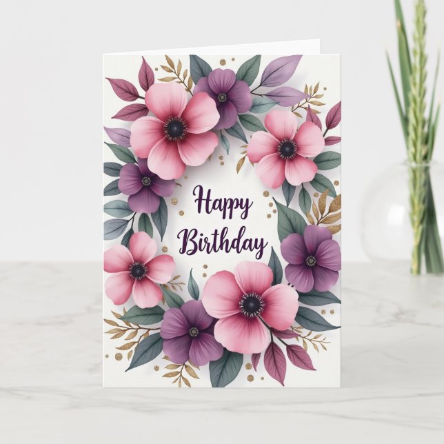 Striped Pink Bloom Card (Front)