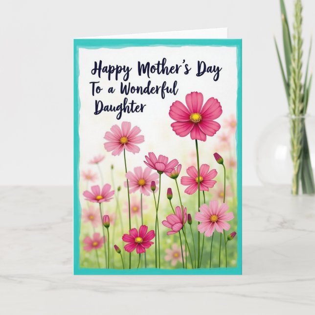 Striped Pink Blossom Celebration Card (Front)