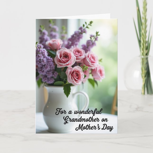 Striped Pink Blossom Greeting Card (Front)