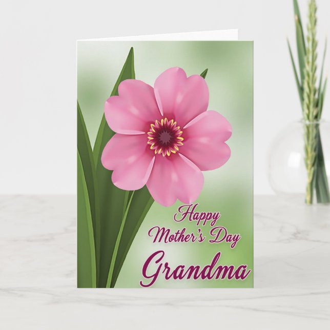 Striped Pink Blossom Message Card (Front)