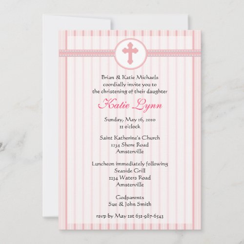 Striped Pink Cross Invitation