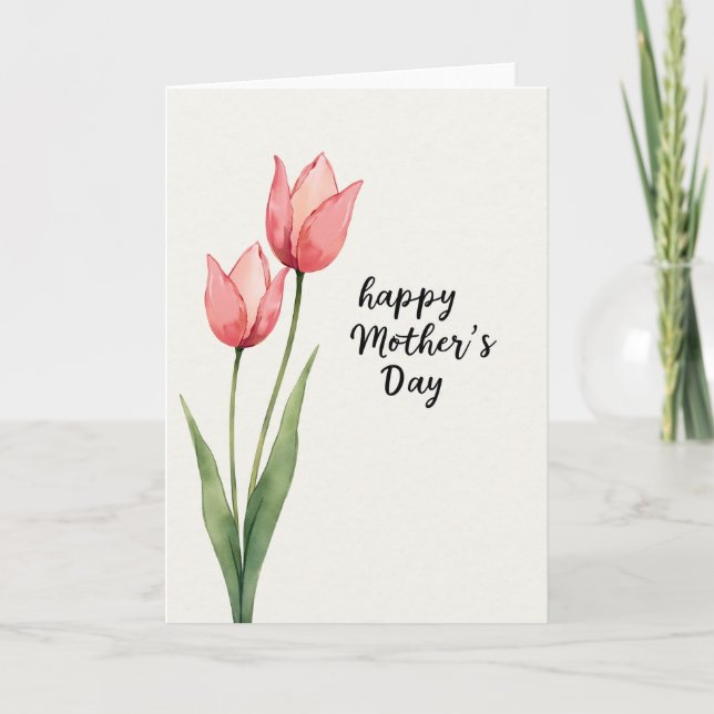 Striped Pink Flower Message Card (Front)