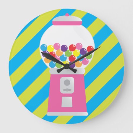 Striped Pink Gumball Machine Clock
