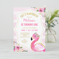 Striped Pink Let's Flamingle Flamingo Birthday