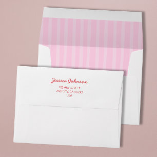 Striped Pink Liner Handwritten Bachelorette Envelope
