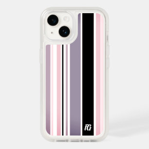 Striped Pink Mauve Purple Black and White OtterBox iPhone 14 Case