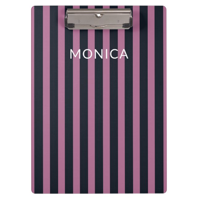 striped pink | navy custom name  clipboard (Front)