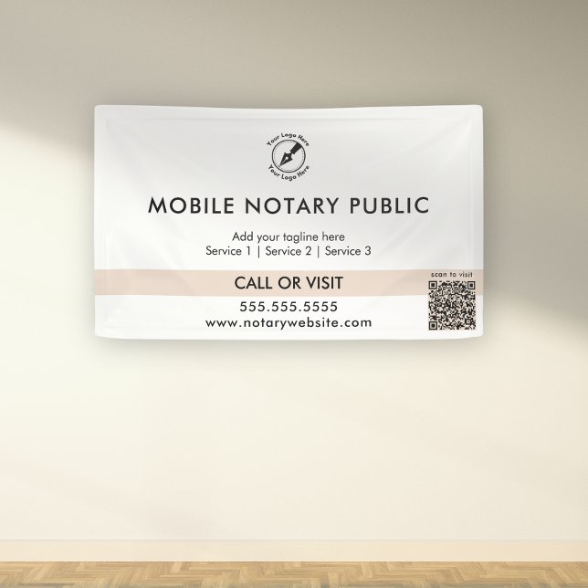Striped Pink Notary Public Logo Website QR Event Banner (Creator Uploaded)