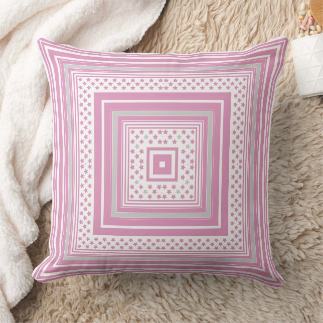 Striped pink pattern with stars throw pillow (Blanket)