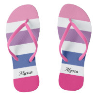 Striped Pink Purple Blue Personalized Flip Flops