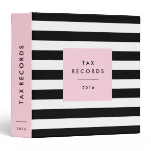 Striped Pink Tax Records Binder