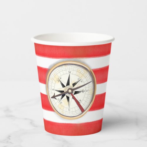 striped Pirate compass Paper Cups