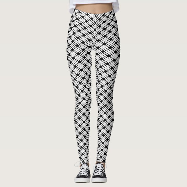 Striped Plaid Pattern Leggings (Front)