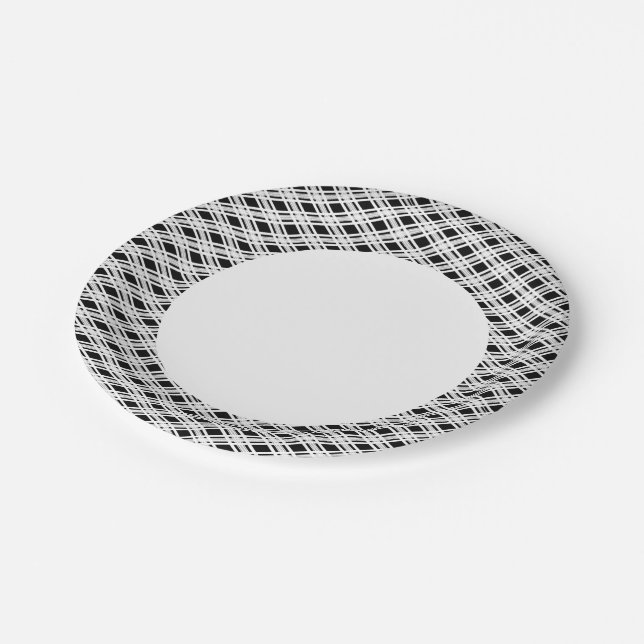 Striped Plaid Pattern Paper Plates (Angled)