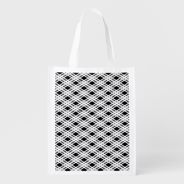 Striped Plaid Pattern Reusable Grocery Bag (Front)