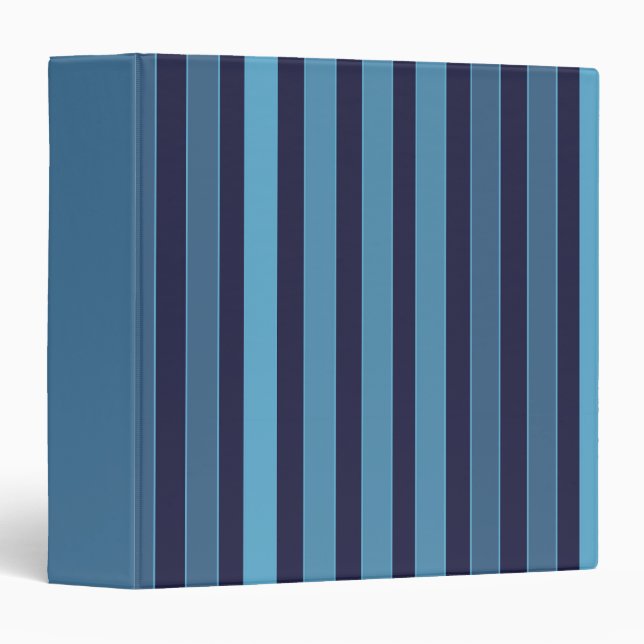 Striped plain pattern retro blue 3 ring binder (Front/Spine)