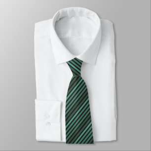 Striped plain pattern retro green neck tie