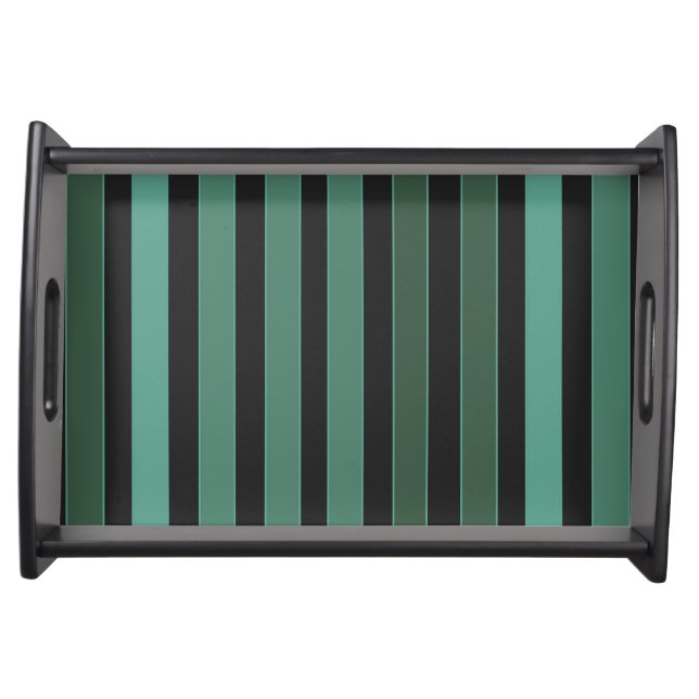 Striped plain pattern retro green serving tray (Front)
