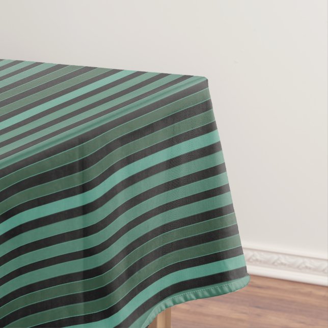 Striped plain pattern retro green tablecloth (In Situ)