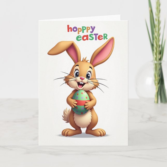 Striped Polka Dot Bunny Card (Front)