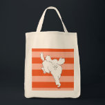 Striped Poodle Tote Bag<br><div class="desc">Fun! Fun! Fun! This poodle is headed straight for you. He's full of life and quite great on a striped  orange background.</div>