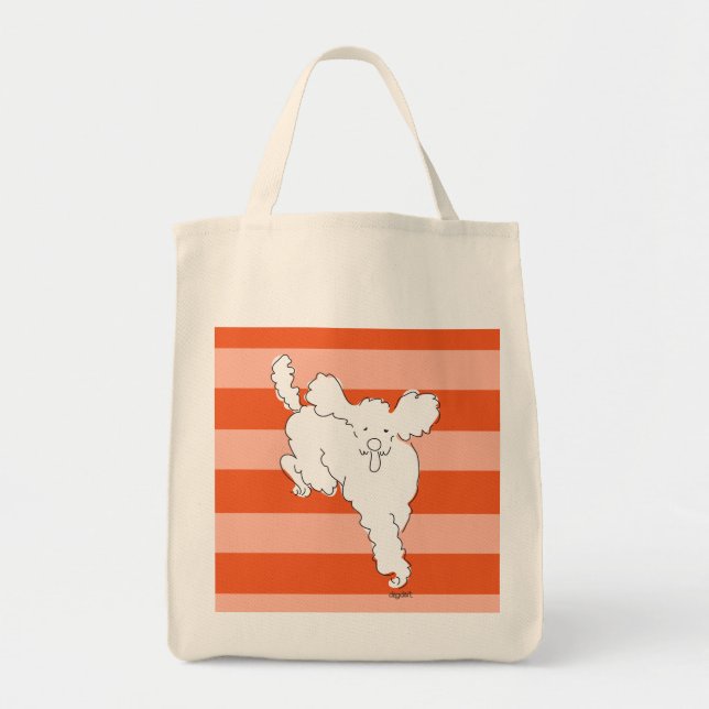Striped Poodle Tote Bag (Front)