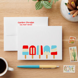 Striped Popsicle Personalized Stationery Envelopes