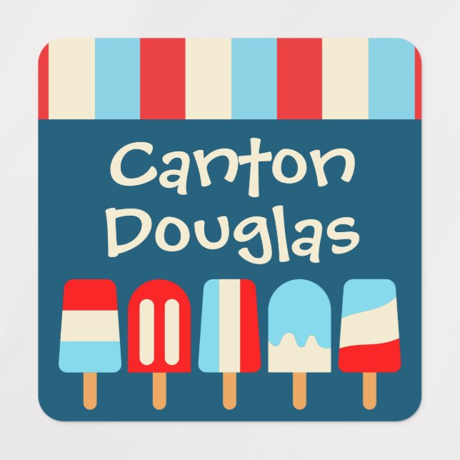 Striped Popsicles Personalized Clothing Labels (Design 1)
