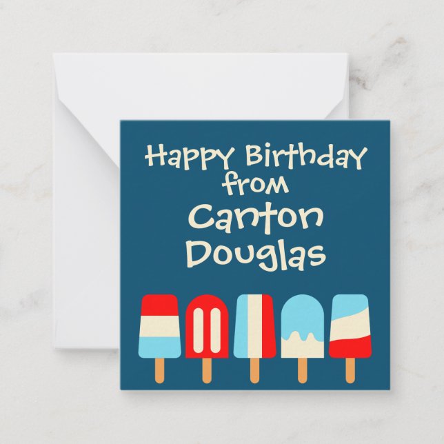 Striped Popsicles Personalized Gift Enclosure Card (Front)