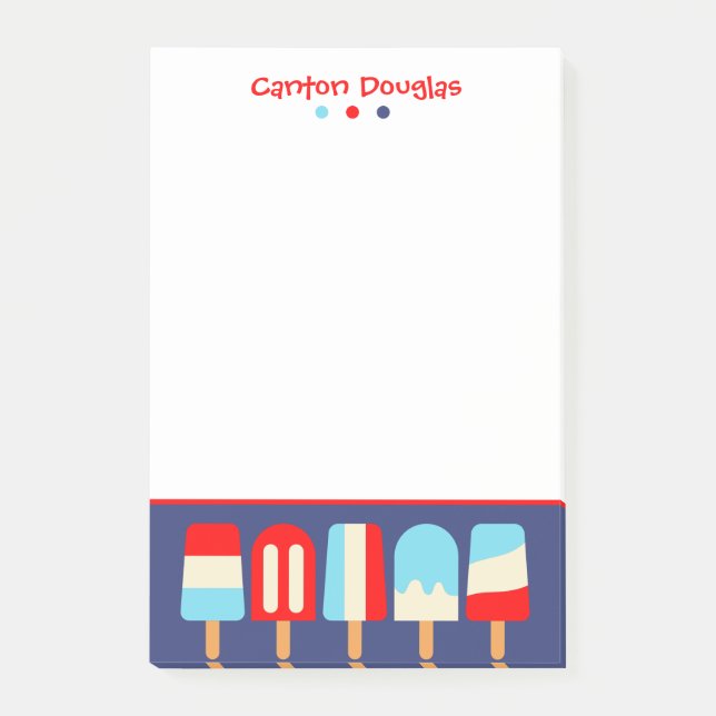 Striped Popsicles Personalized Notepad (Front)