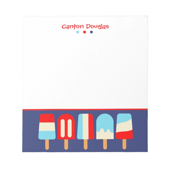 Striped Popsicles Personalized Notepad (Front)