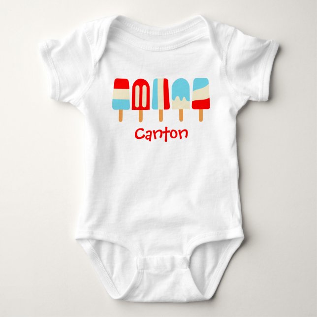 Striped Popsicles Personalized T-shirt Bodysuit (Front)
