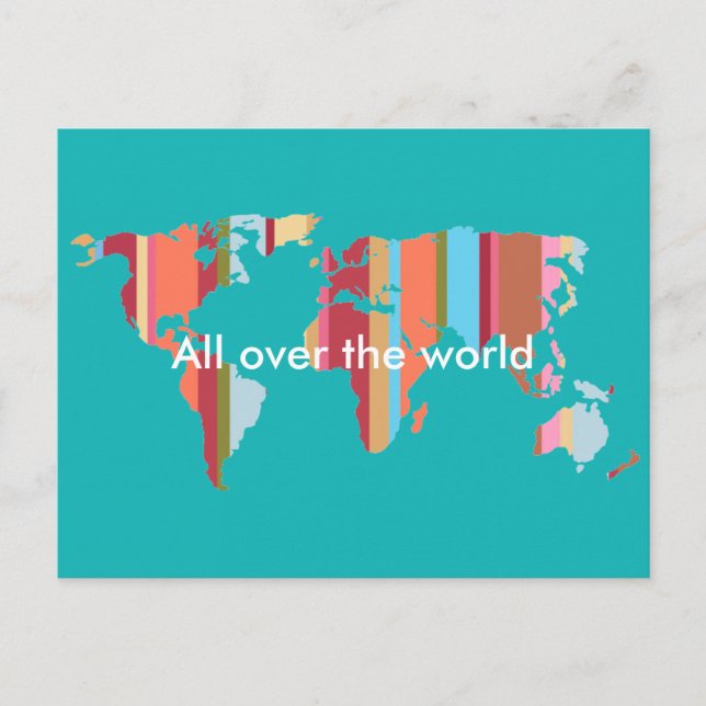 striped postcard of the world (Front)