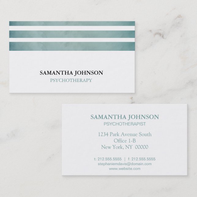 Striped Psychotherapy Therapist Counselor Classic Business Card (Front/Back)
