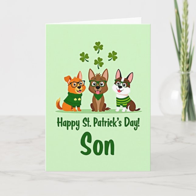 Striped Pup St Patricks Day Card (Front)