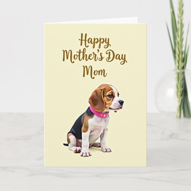 Striped Puppy Mom Card (Front)
