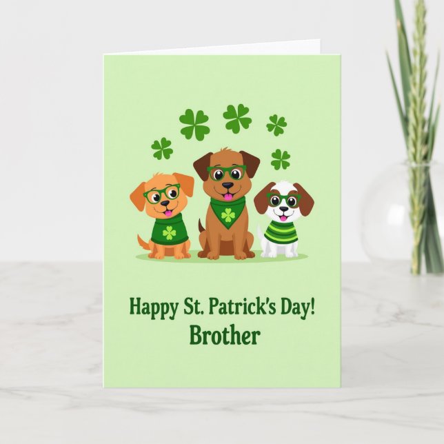 Striped Puppy St Patricks Day Card (Front)