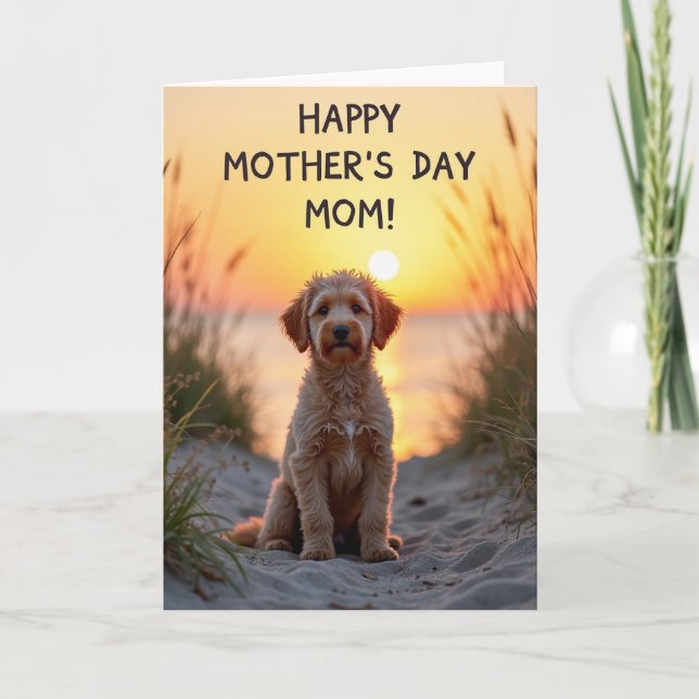 Striped Puppy Sunset Card (Front)
