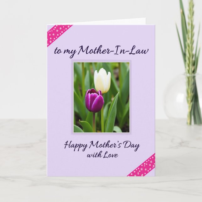 Striped Purple And White Bloom Card (Front)