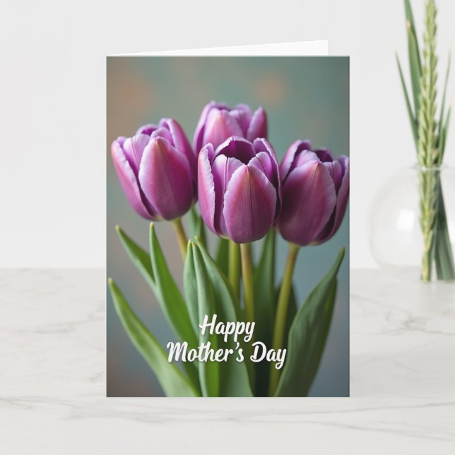 Striped Purple Blooms Card (Front)