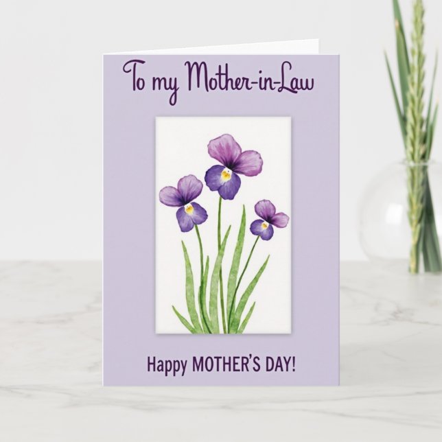 Striped Purple Blooms Greeting Card (Front)