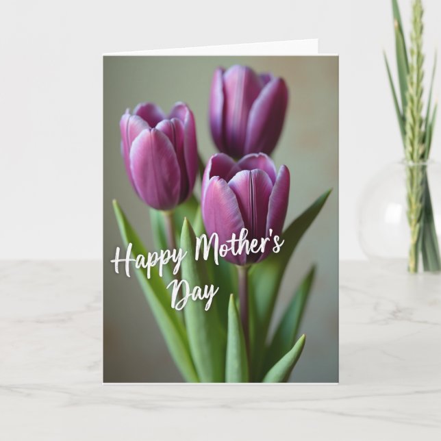 Striped Purple Blossom Card (Front)